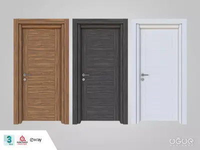 Door 3dmodel three different colored doors 3D model