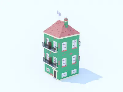 Italian Building number 3 Lowpoly Low-poly 3D model