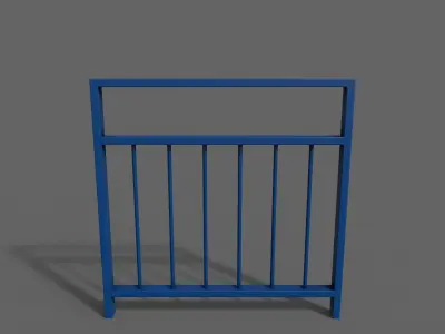 PBR Pedestrian Guard Rail Blue V4 Low-poly 3D model