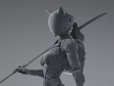 Cyber Fantasy Female Character Resin Figure 3D print model