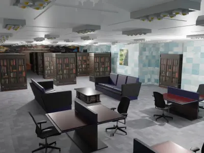 Library Interior Low-poly 3D model