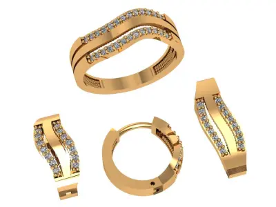 88 Ring Earring Pendant Pair 3dm model pack 3D print model