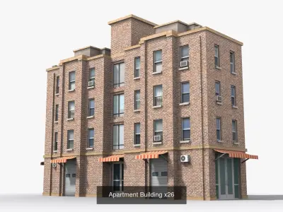 35 Apartment Building Collection Low poly 3D Model Pack