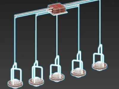 dighton-ch five light chandelier in brass and glass 3D model