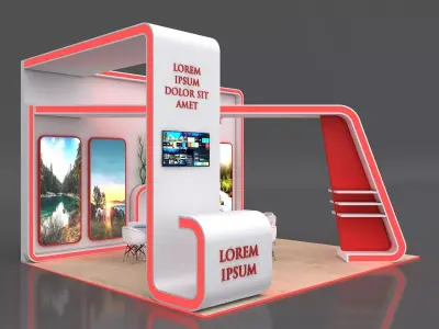 Booth Exhibition Stand Stall 6x7m Height 450 cm  Side Open 3D model