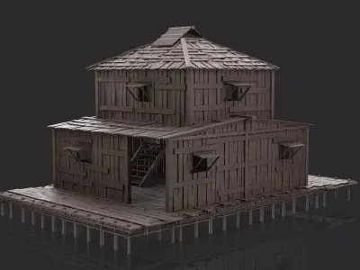 Fantasy Wooden House - Jungle Hut 6 3D model