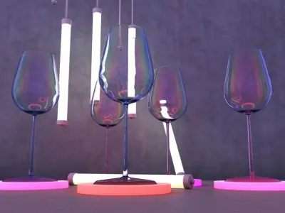 3D Cocktail glasses collection Prosecco elegant royal tableware  3D model