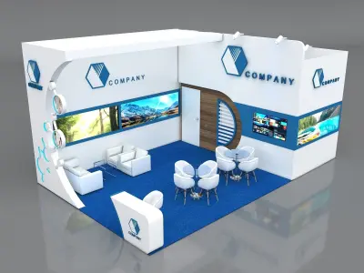 Booth Exhibition Stand Stall 8x5m Height 400 cm 2 Side Open 3D model