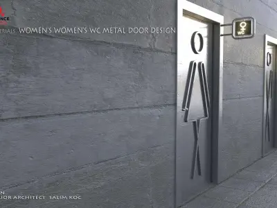    DOOR   WOMEN  and MEN  WC METAL DOOR DESIGN Low-poly 3D model