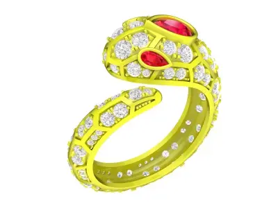 Luxury Snake Ruby and Diamond Ring for Women 6926 3D print model