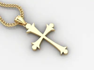 Light Gold 18K Cross Pendant 1CP028 3D print model
