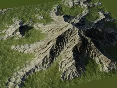 Mountains Realistic Terrain 4k PBR Landscape Low-poly 3D model