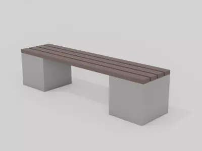Outdoor Wooden Bench 5 Low-poly 3D model