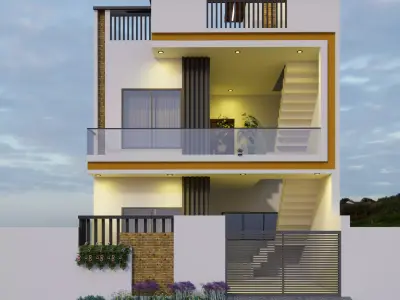 Modern House Elevation 3D model Exterior Design 3D model
