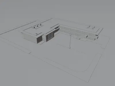 Retro Motel Scene with 4K Textures Low-poly 3D model