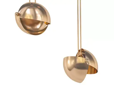 The Eirene two brass pendant lights hanging 3D model