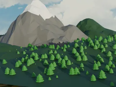 Mountain Environment Low Poly 3D model