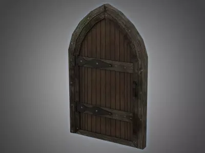 Medieval Door Wooden Arch 3D Model Low-poly 3D model