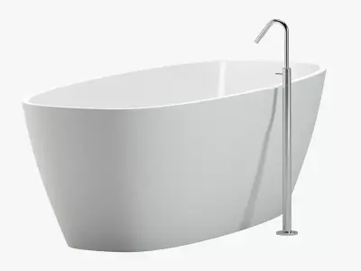 Bathtub 02 and faucet 3D model
