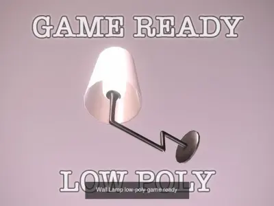Game Ready Lamps pendant light with wooden ball hanging from it 3D Model Pack