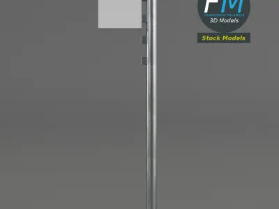 Street pole with board 3D model