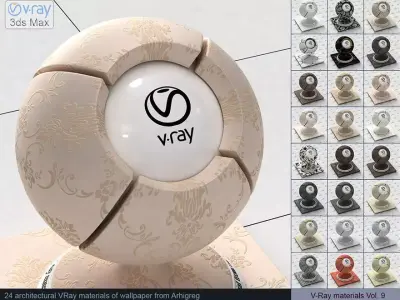 Architectural Vray materials for 3ds Max - Wallpaper 3D model