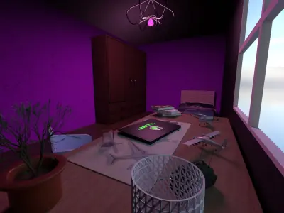 Teen Girl Bedroom Low-poly 3D model