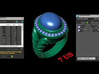 Light Gold Diamond Men Ring 2MR093 3D model