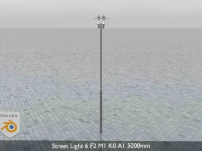 Street Light 6 F2 M1 K0 A1 5000mm Low-poly 3D model