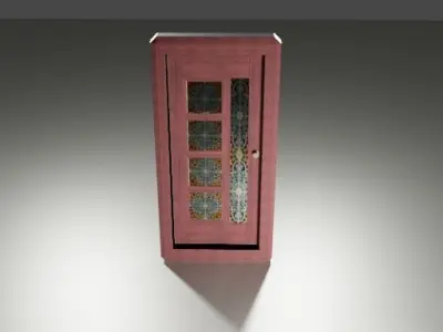 door1 wooden door with glass panels 3D model