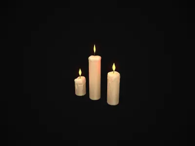 Melted Candles Set Low-poly 3D model