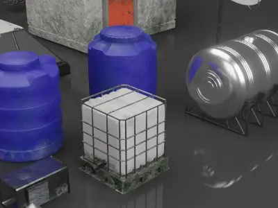 Rooftop collection Low-poly 3D model