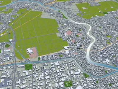 Sendai Japan 70km Low-poly 3D model