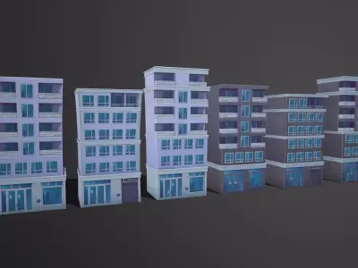 Cartoon pack - Buildings  Low-poly 3D model