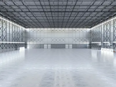Airplane Hangar Hall Interior 3b Low-poly 3D model