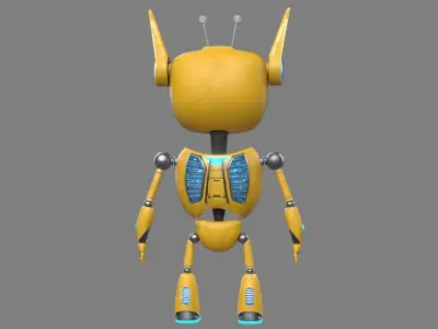 3D Robotic Character ROBO CAT WITHOUT RIG Low-poly 3D model