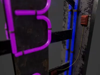 Neon bar sign large Low-poly 3D model