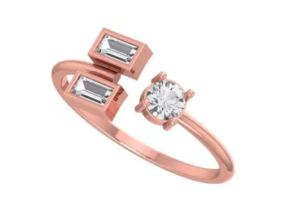 Three Stone Light Weight Band Ring 3D print model