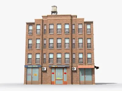 Apartment Building x6 Low-poly 3D model