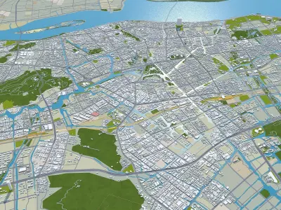 Wenzhou Zhejiang China 120km AI Low-poly 3D model