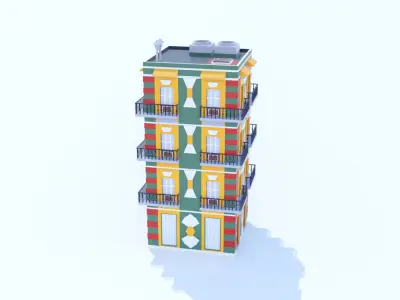 Italian Building number 11 Lowpoly Low-poly 3D model