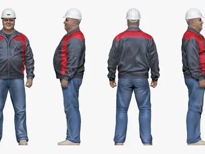 001204 worker man in gray special suit and helmet 3dp 3D print model