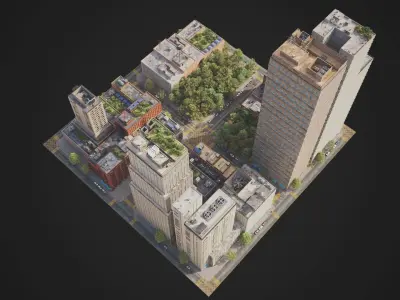 City District C2-A18 MAYA Low-poly 3D model