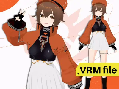 VRM CYBERPUNK FUTURISTIC CYBERWEAR CUTE SCIFI GIRL SKIRT 3D model