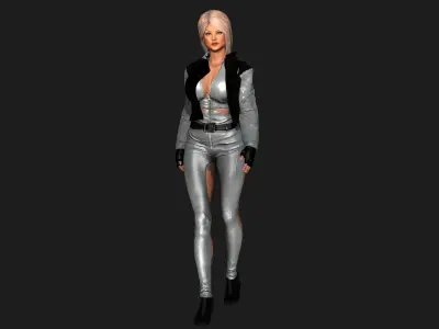 3D REALISTIC RIGGED CHARACTER - SCI-FI OUTFIT - BROWN CURVY BODY Low-poly 3D model