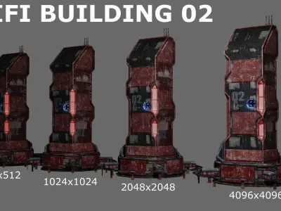 SciFi Cyberpunk Building 02 Low-poly 3D model