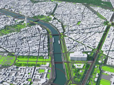 Paris city Low-poly 3D model
