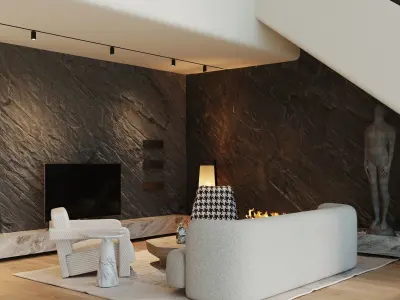 Modern apartment interior scene for 3d max model 3D model