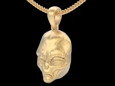 Alien pendant silver gold printable jewelry 3D model 3D print model