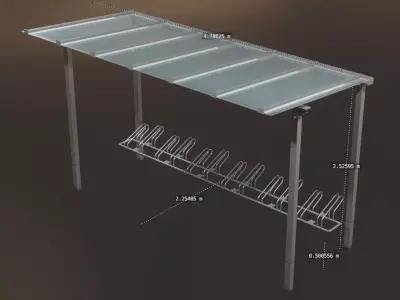 Bicycle Stand 1 Version 11 Glass Roof Low-poly 3D model
